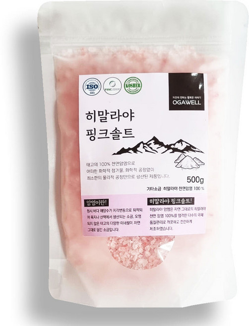 히말라야 핑크솔트 굵은 소금, 1개, 500g