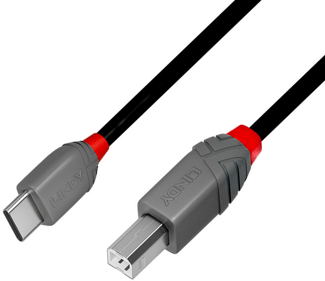 LINDY USB Type-C 轉 USB Type-B 傳輸線, 36942 黑色, 1個, 2m