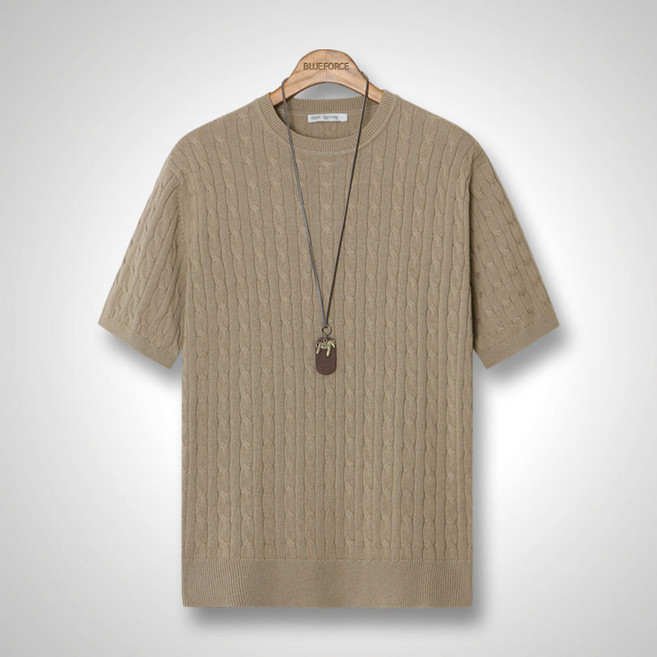 블루포스 BG피겔롱 쿨 니트 반팔티 꽈배기 라운드 티셔츠