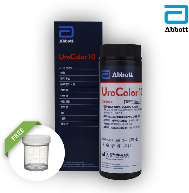 애보트 유로칼라10 소변검사 진단키트 스틱 10종 100매 +입벌림방지밴드 4개증정(비타하우스 물류센터출고), 소변검사키트 10종(100매), 1개, 100개입