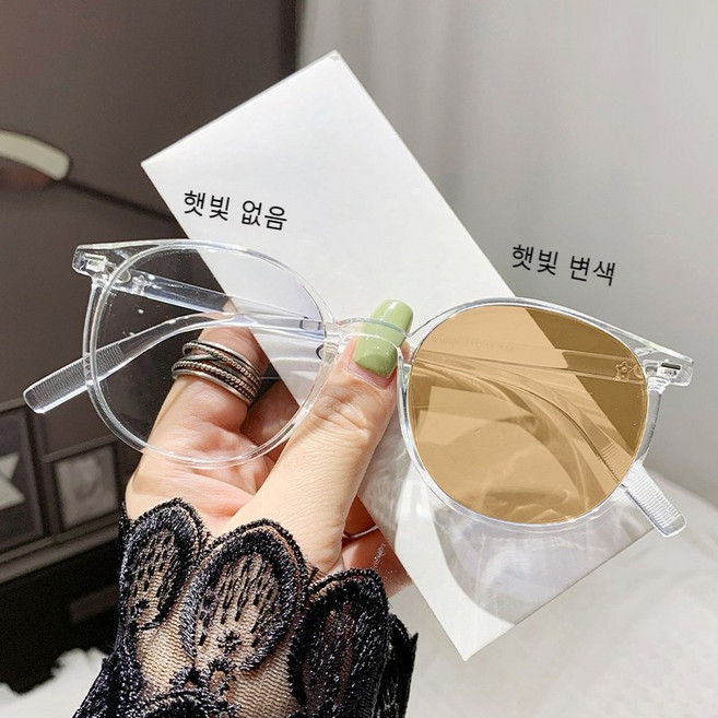 DZX 남녀공용 변색 패션 블루라이트 차단 안경 주야 겸용 고급 선글라스 안경천+안경집