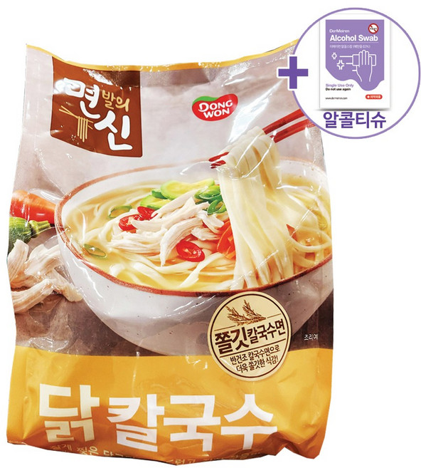 코스트코 면발의 신 닭칼국수 120G X 6 + 더메이런 알콜티슈, 1개