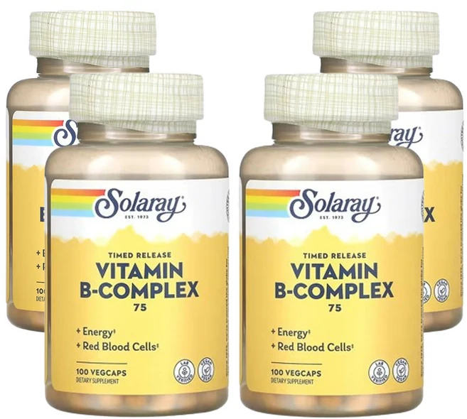 솔라레이 B-컴플렉스 75 2 단계 시간차 지연 방출 100베지캡슐, 4개, 100정 - 쿠팡