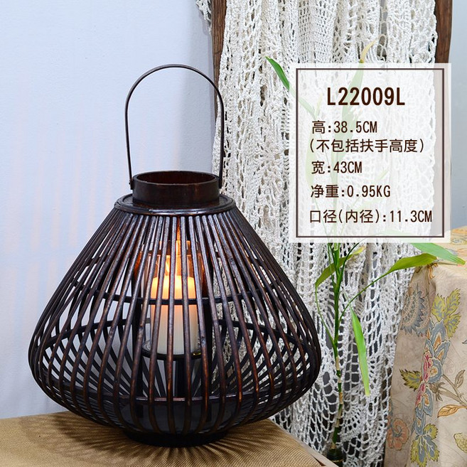 캔들 홀더 유럽식 대나무 빈티지 촛대 인테리어오브제 펜션 램프, L22009L 진한풍