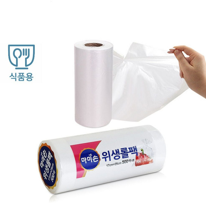 (3 세트) 마미손 뜯어쓰는 비닐봉투 롤백 6호 500매 소17x25