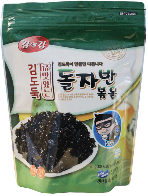 김앤김 김도둑 더 맛있는 플레인 돌자반 볶음 70g 파래 성경 광천 바다샘 이강산닷컴, 1개