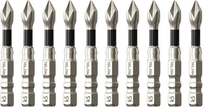 공구PXJ K5 미끄럼 방지 자석 십자 드라이버 드릴 비트 세트, 1세트, 50mmX10개