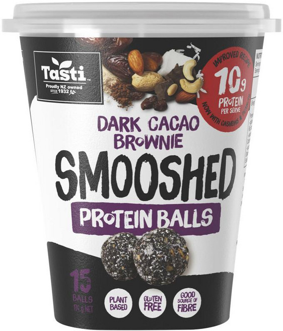 호주 테스티 Tasti Dark Cacao Brownie Protein Balls 스무드 다크 카카오 브라우니 프로틴 볼, 6개, 174g