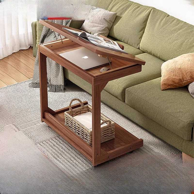 미니책상 각도 조절 이동식 탁자 테이블 미니 원목, 1. 화이트+원목다리 40x40x65cm