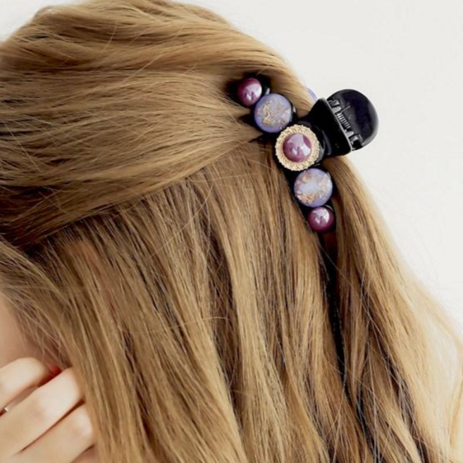 로라하 국산 고급 성인 여성 올림 반머리 반묶음 중간머리 헤어 집게핀 중형 러브액츄얼리