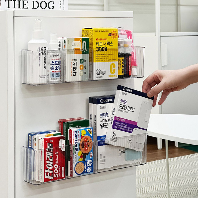 루시아이 공중부양 붙여쓰는 투명 약정리함 물결와이드형, 물결와이드형 투명, 1개