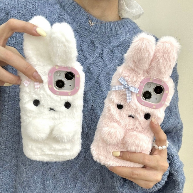 토끼 디자인 털 케이스/Galaxy S25 S24 S23 S22 ULTRA/IPhone 17 16 15 14 13 12 11 프로 맥스 A17 A16 A15 A14/폰케이스/T38