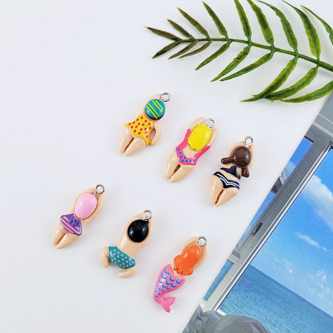 썸머 수영 키링 펜던트 수영하는 사람 서핑 바다 아이템 참 장식 [1개]