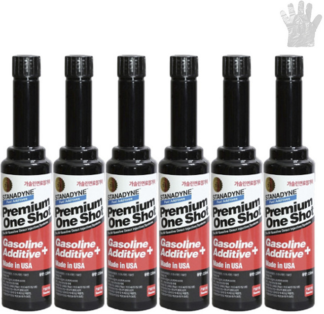 스타나다인 연료첨가제 가솔린용 원샷 oneshot 150ml * 6개 + 비닐장갑 1장, 1세트, 가솔린/휘발유
