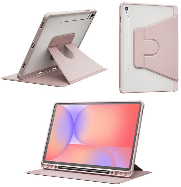 Mededo 삼성 태블릿 전 기종 360도 회전 아크릴 가죽 케이스, 1개, 핑크 회전식