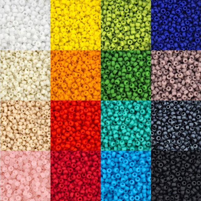 비즈톡 [B21-00]미유키비즈 시드비즈 2mm 무광 Matt 21종 모음 (대량) 1팩(500g)
