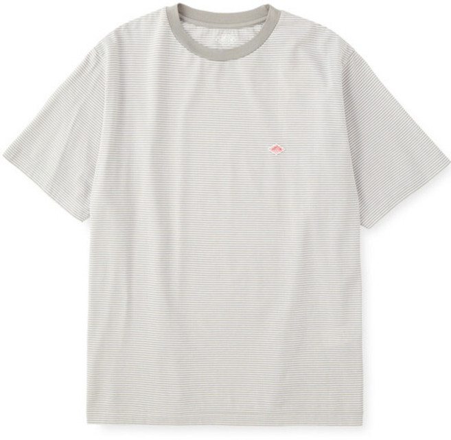단톤 남성 스트라이프 반팔 슬리브 티셔츠 그레이