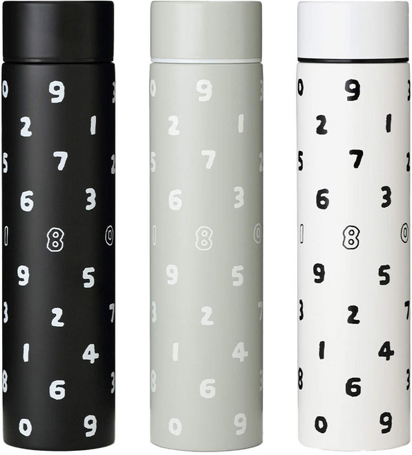 소우소우 숫자 미니 보온 텀블러 포케틀 180ml, 1개, 블랙