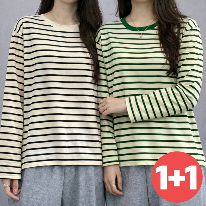 에쉬울프 여성용 린디 스트라이프 티셔츠 1+1