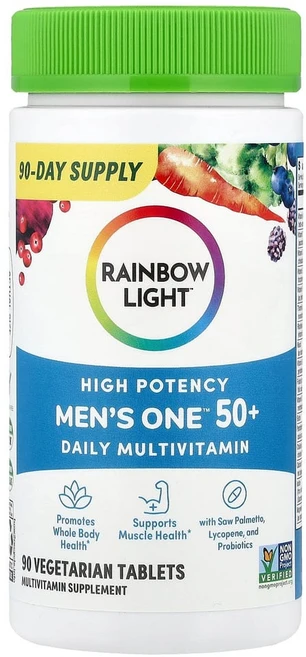 레인보우라이트 Mens One 50세 이상 데일리 종합비타민 베지 정제 90정, 1개 - 쿠팡