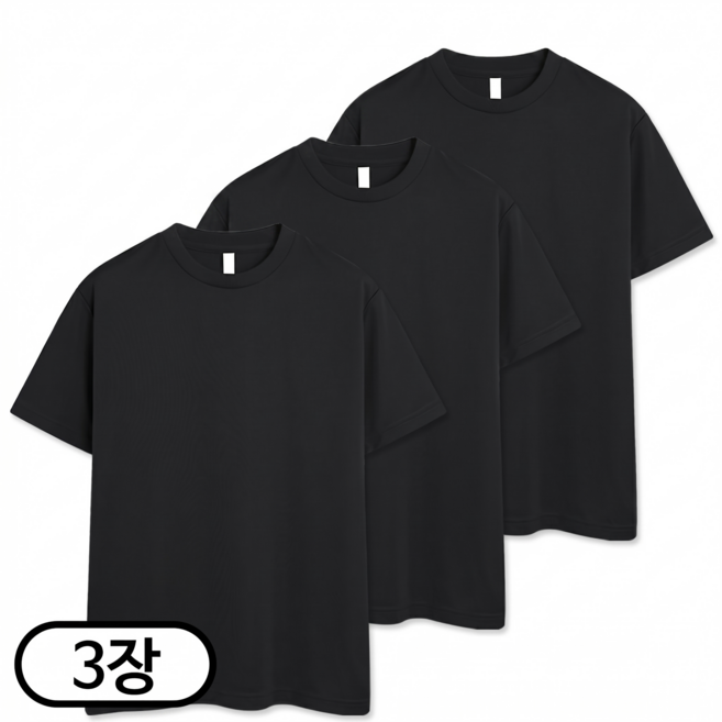 3장 세트 드라이 라운드 쿨티셔츠 남녀공용 기능성 반팔티 냉감 반팔 반팔티 (SCC5274PT)