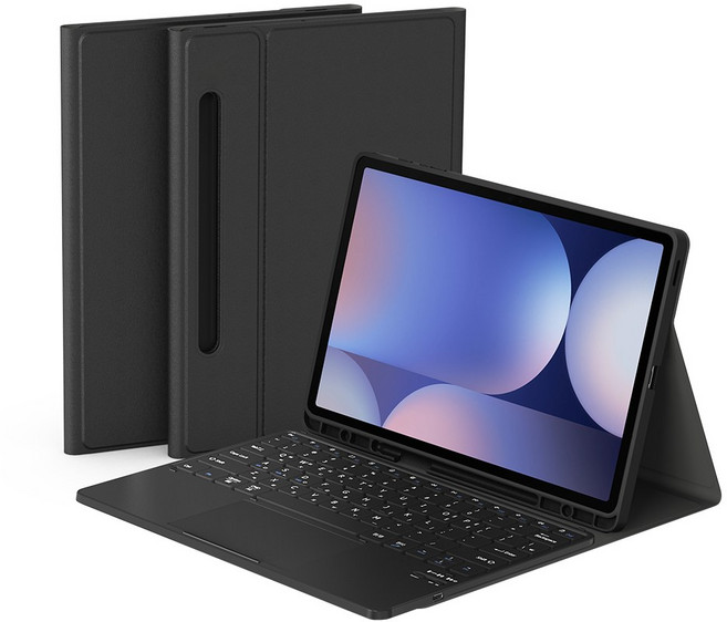 데이웍스 갤럭시탭 S10+ 플러스 블루투스 터치패드 키보드 북커버 케이스 S펜 수납, 모티보 플러스_블랙
