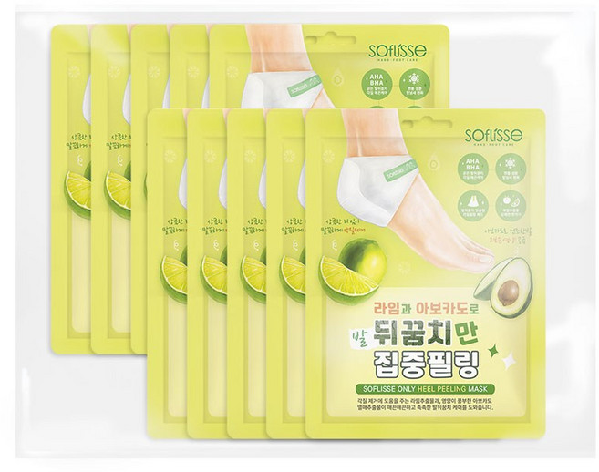 소프리스 발 뒤꿈치만 집중필링 마스크 팩, 1개입, 10개, 18g
