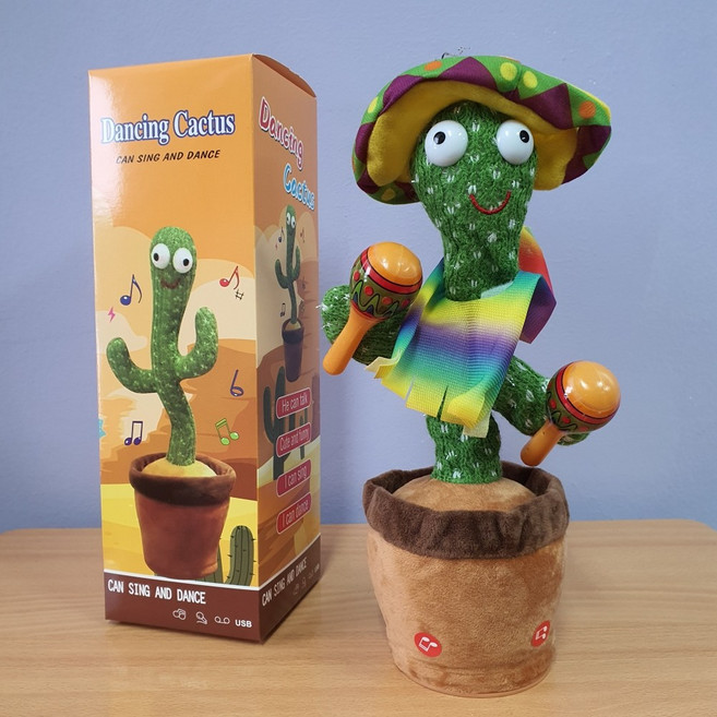 춤추는 선인장 말 따라하는 인형 선물 박스 포함 녹음 LED 다양한 음악 SNS 장난감, 기타or딸랑이(랜덤), 1개