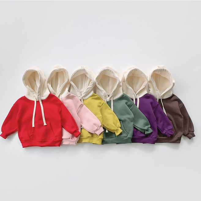 기모배색후드 키즈 주니어 유아동 초등학생 겨울 기모 배색 후드티