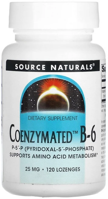 Source Naturals 코엔자임 비타민 B6 25mg 120로젠지정 피리독살 5 인산, 1개 - 쿠팡