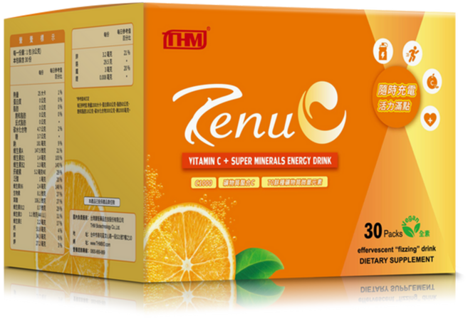 【台灣康醫】RenuC礦物質螯合C沖泡飲柑橘口味 30包/盒 美國大鹽湖礦物質 維生素B群維生素C 柑橘能量C 康富久久, 8g, 30個