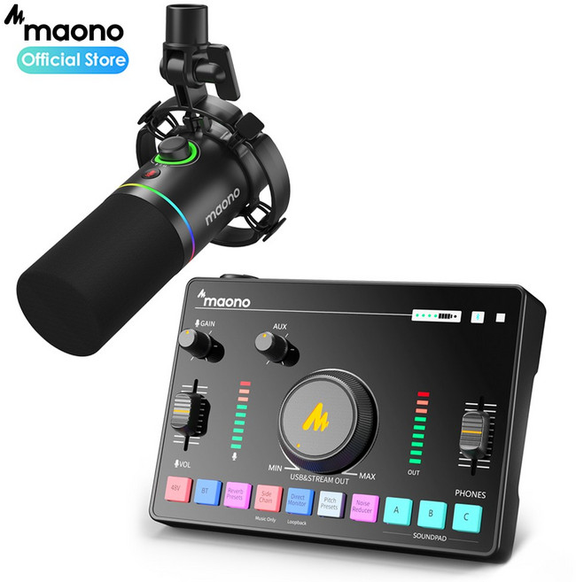 마오노 캐스터 AMC2 NEO + PD200X 스트리밍 방송용 오디오 믹서 마이크 블랙 화이트 패키지, AMC2 NEO 블랙, PD200X 블랙