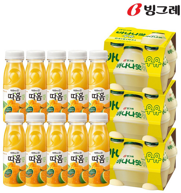 빙그레 바나나 우유12 240ml + 따옴 주스 천혜향10 235ml