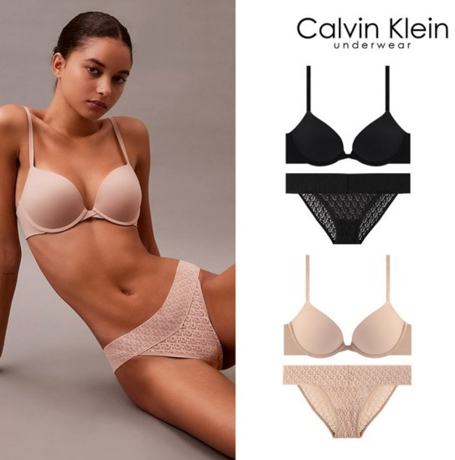 CK 여성 푸쉬업 플런지 브라+팬티 세트 QF7315+QD5283 2종 택1