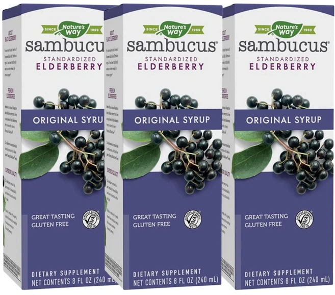 [2+1] 네이쳐스웨이 삼부커스 엘더베리 오리지널 시럽 환절기 면역 240ml - 쿠팡