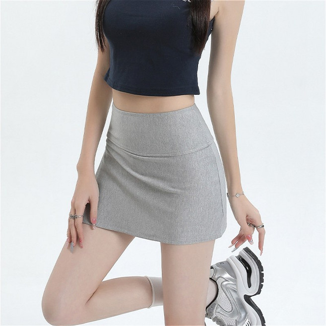 SAHINER 여성 하이웨스트 트임 슬림핏 미니 스커트 여름 BDK39