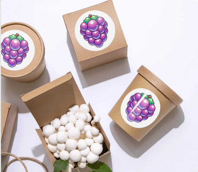 감성과일스티커시리즈1(원형지름 3.5cm 낱장), 보라포도송이, 10장