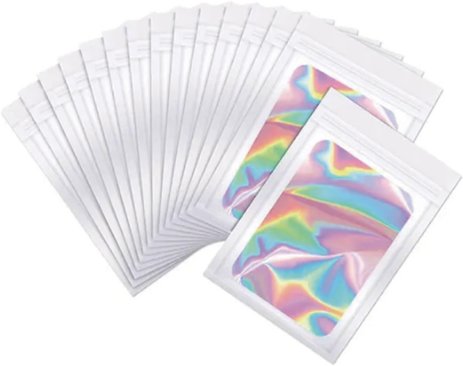 홀로그램 지퍼백 화이트 선물 악세사리 포장 13X21cm, 100매