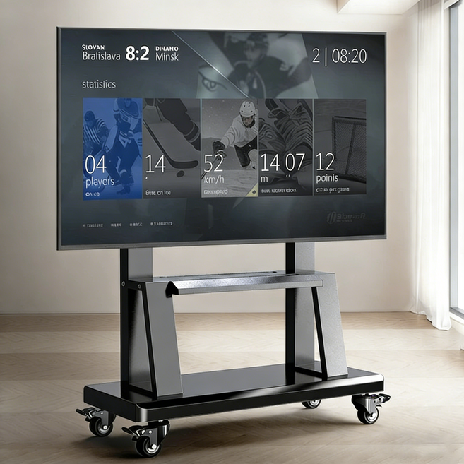 이동식 TV 스탠드 32-90인치 200KG하중 견고한 받침대 tv 거치대 360도 회전 바퀴가 TV 스탠드, 1개, 32~90인치 TV 거치대