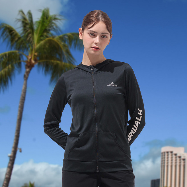 에어워크서프 베이직 여성래쉬가드 후드집업