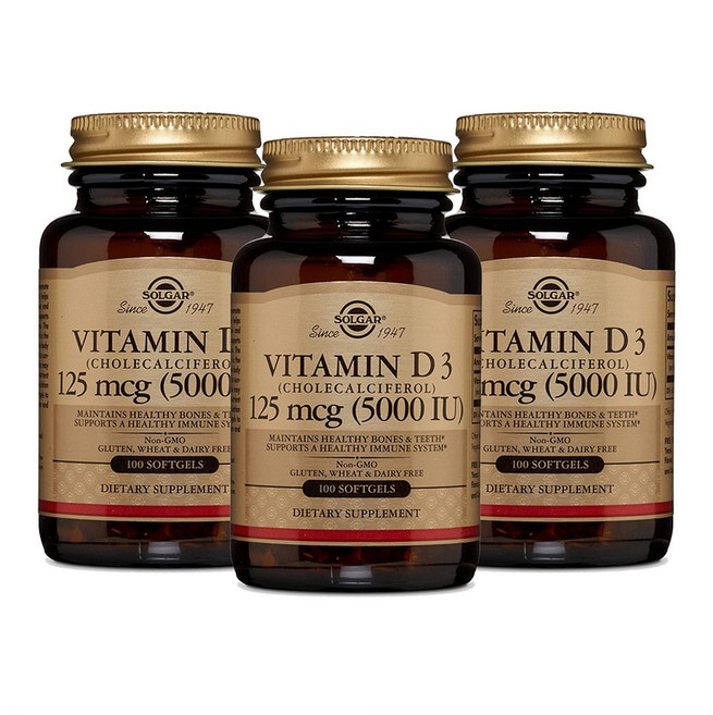 솔가 비타민 D3 콜레칼시페롤 125mcg 5000IU 100정 X 3통, 3개