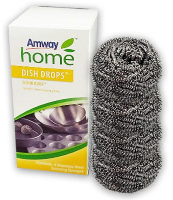 [본사정품]암웨이 디쉬 드랍스 스크럽버즈 스테인레스 스틸 수세미, 4개입, 2박스