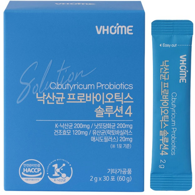 비타민하우스 낙산균 프로바이오틱스 솔루션4 유산균 K낙산균 30포, 2g