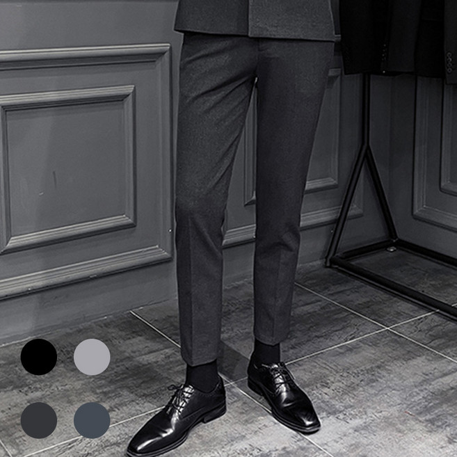 고급 남성 스판 정장 팬츠 일자핏 빅사이즈 정장바지 슬림핏