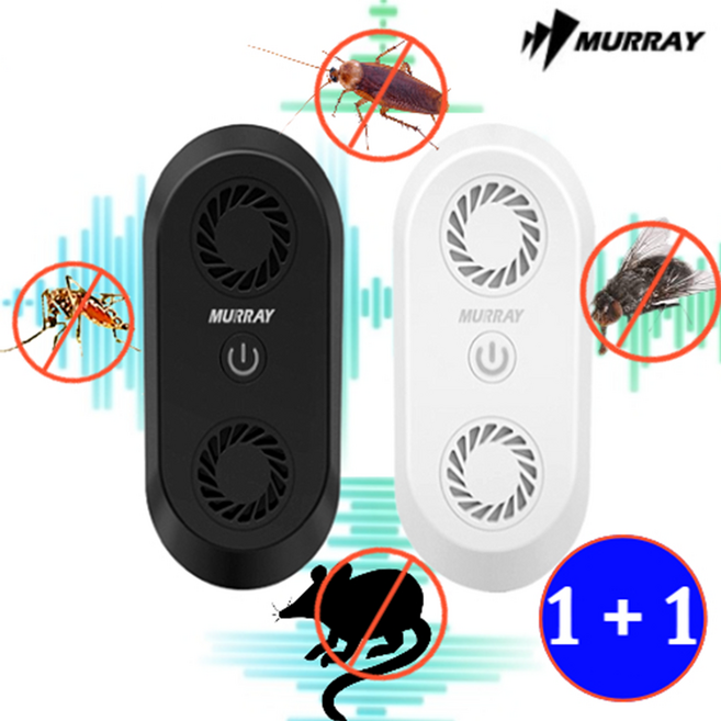 위드제이앤엠 초음파 모기 해충 바퀴벌레 개미 쥐 퇴치기 COMBAT 1+1, 블랙 1+1