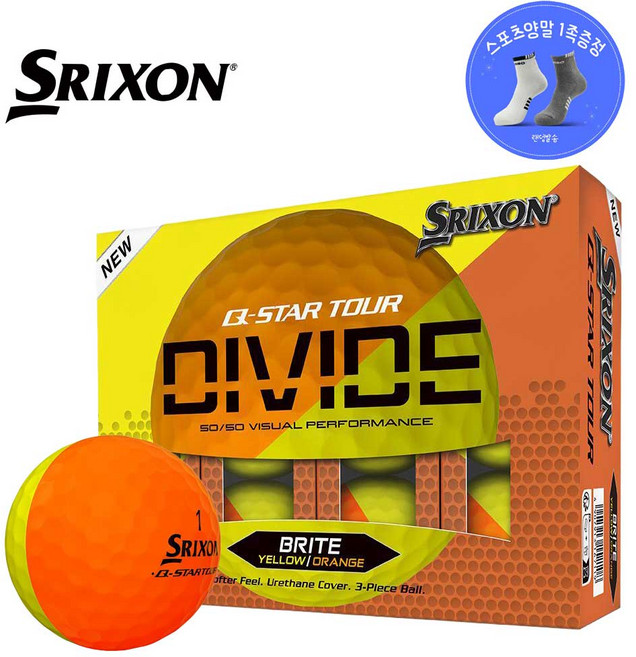 스릭슨 Q STAR 투어 디바이드 골프공 3피스, 오렌지 + 옐로우, 12개입, 1세트