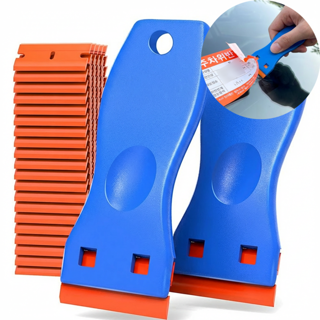 레인보우캣 스티커제거 인덕션 플라스틱 스크래퍼 본품 2개 칼날 100개, 1세트