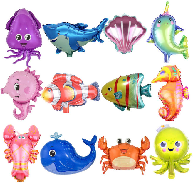 스마일파티 미니 바다 물고기 생물 동물 풍선, 1세트, 12종