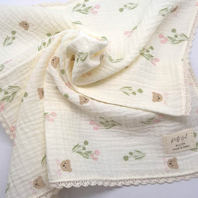 이중 요루면 레이스 손수건 / 가제 순면 사각 40cmX40cm