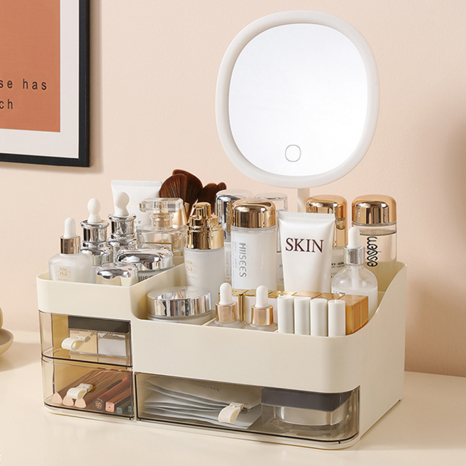 뮤브릿 화장품 대용량 화장품 정리함 거울 세트, 1개, 크림
